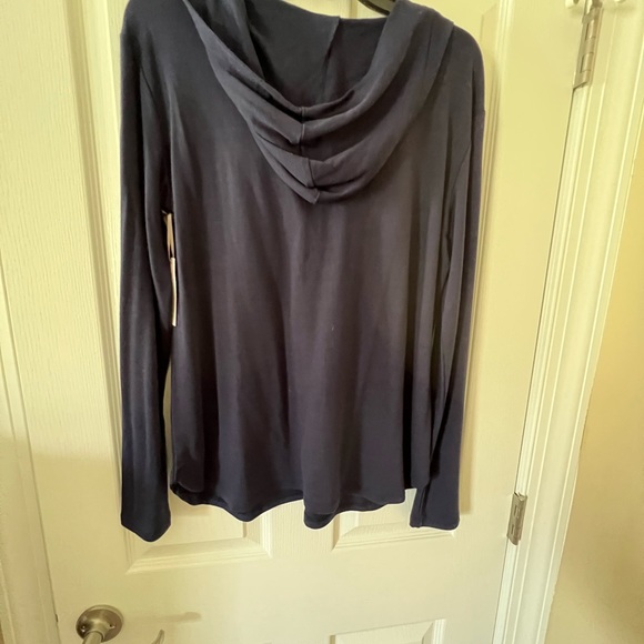 Ambrielle Sleepwear Navy Limoges Hooded Loungewear Top Size Small - Picture 2 of 4